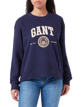GANT Women's D1. Crest Shield C-Neck Sweat Sweater, Classic Blue, XL